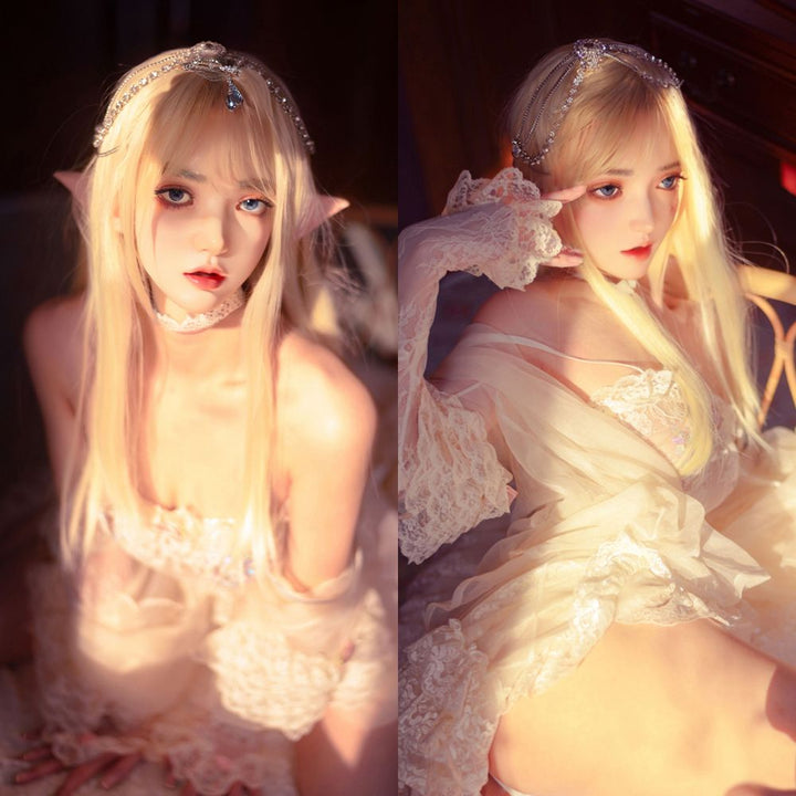 SY Doll | 150 cm/4ft9 Flache Brüste Charmante Elfe Cosplay Lebensechte Vollsilikon Sexpuppe - Monica