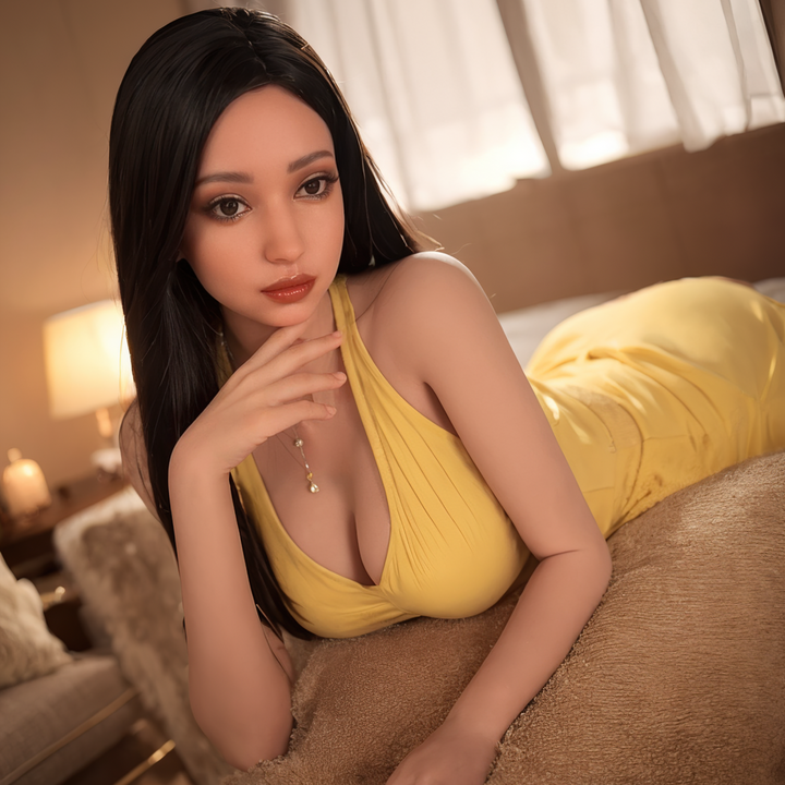 166cm/5ft5 Skinny Silicone Head Black Sex Doll - Connie