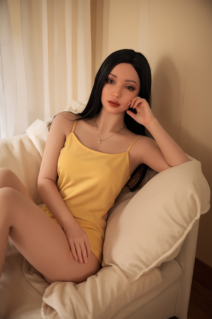 166cm/5ft5 Skinny Silicone Head Black Sex Doll - Connie