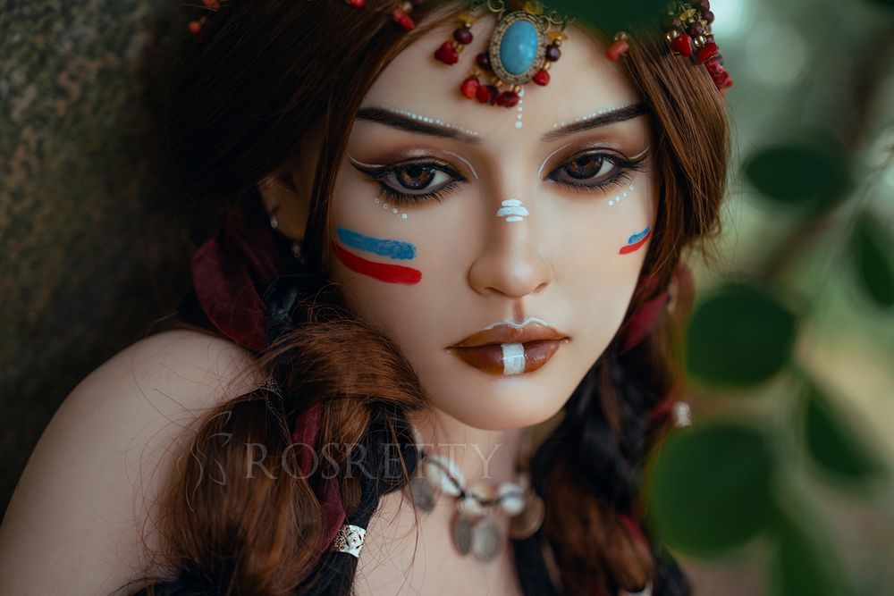 Rosretty Puppe | 164 cm/5 Fuß 5 Große Brüste Primitive Tribal Queen Wild Beauty Realistische Vollsilikon-Sexpuppe - Frieda