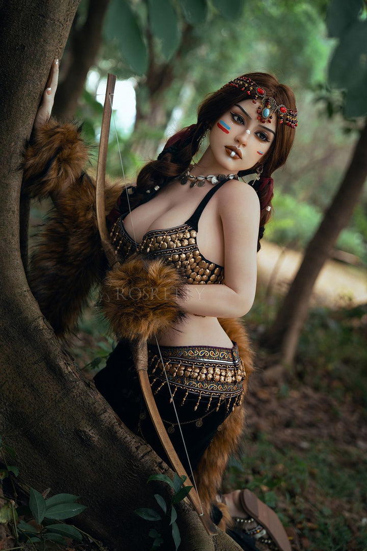 Rosretty Puppe | 164 cm/5 Fuß 5 Große Brüste Primitive Tribal Queen Wild Beauty Realistische Vollsilikon-Sexpuppe - Frieda