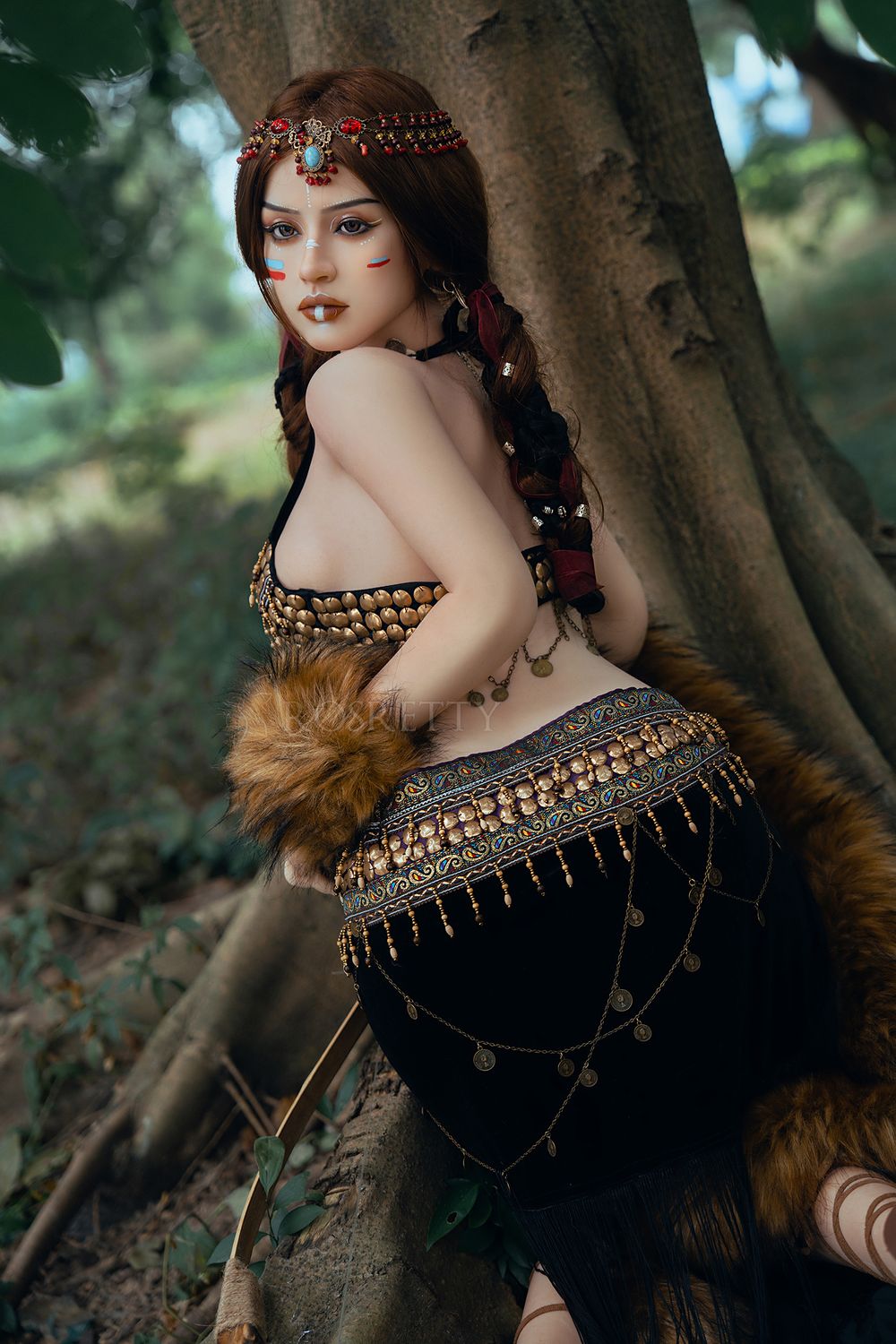 Rosretty Puppe | 164 cm/5 Fuß 5 Große Brüste Primitive Tribal Queen Wild Beauty Realistische Vollsilikon-Sexpuppe - Frieda