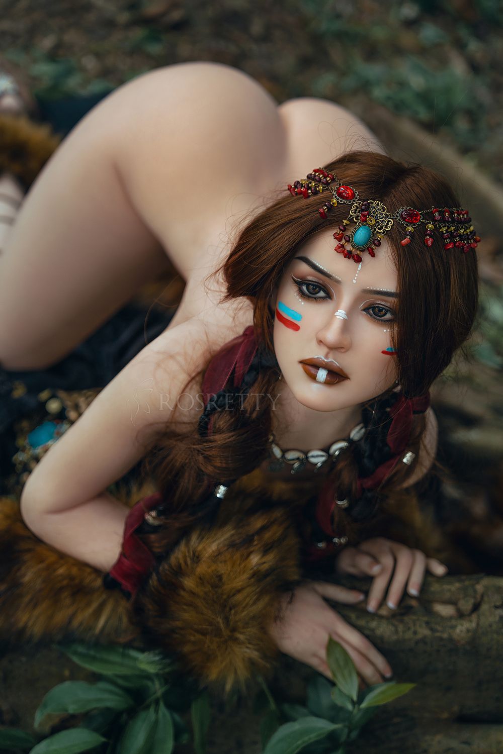 Rosretty Puppe | 164 cm/5 Fuß 5 Große Brüste Primitive Tribal Queen Wild Beauty Realistische Vollsilikon-Sexpuppe - Frieda