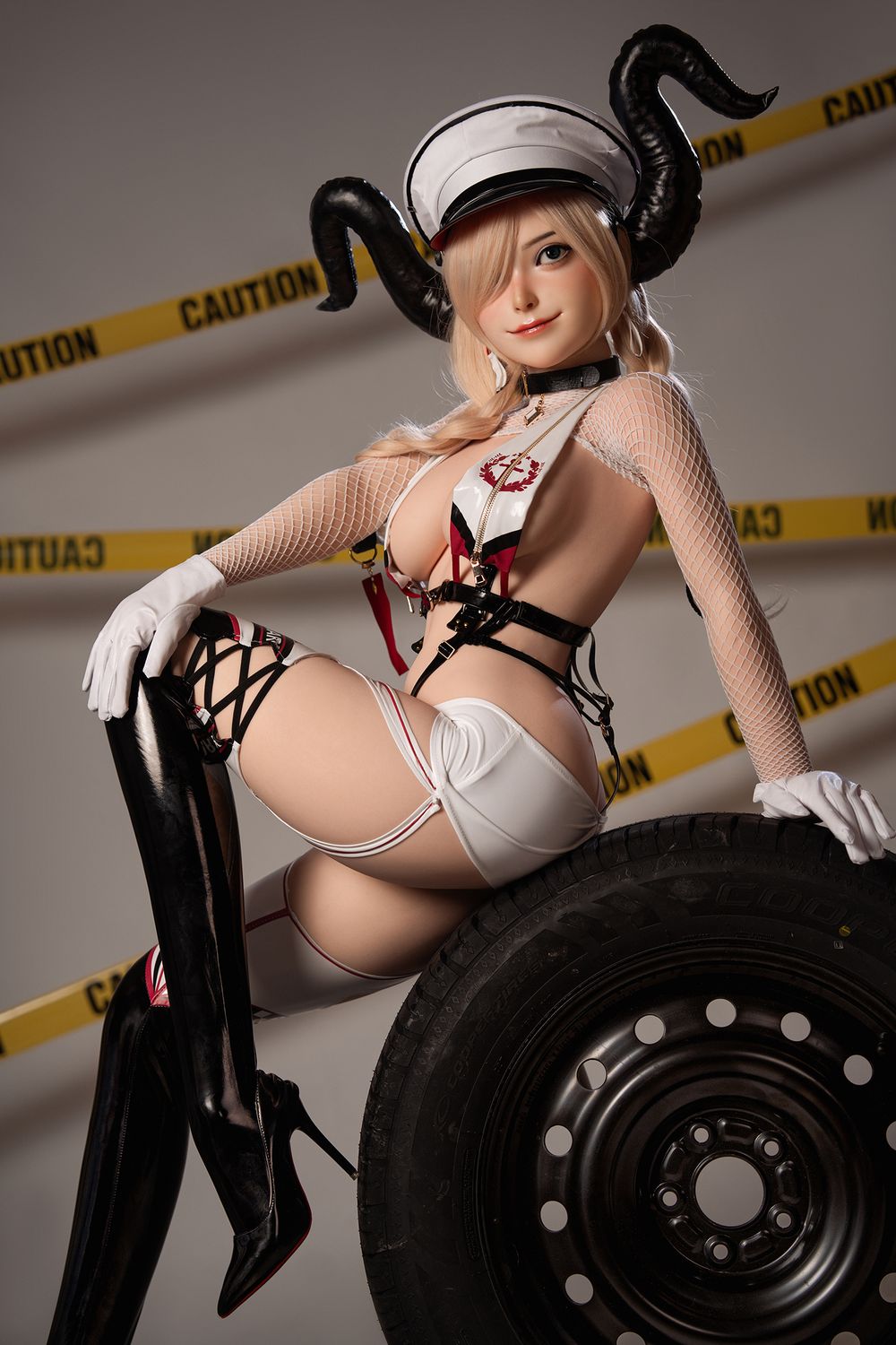 Rosretty Puppe | 164 cm/5 Fuß 5 Große Brüste Verspieltes blondes Grid Girl Realistische Vollsilikon-Sexpuppe - Liz