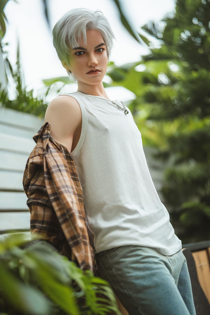 SY Doll | 162cm/5ft3 Charming Silver-hair Muscle Lifelike Full Silicone Gay Male Sex Doll - Jasper