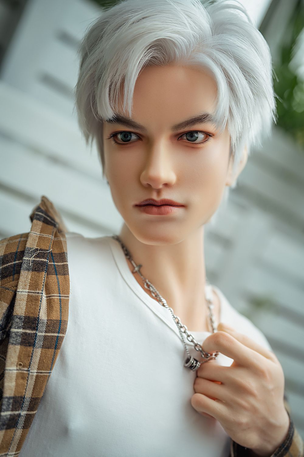 SY Doll | 162cm/5ft3 Charming Silver-hair Muscle Lifelike Full Silicone Gay Male Sex Doll - Jasper