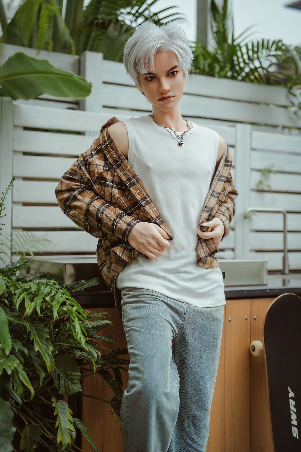 SY Doll | 162cm/5ft3 Charming Silver-hair Muscle Lifelike Full Silicone Gay Male Sex Doll - Jasper