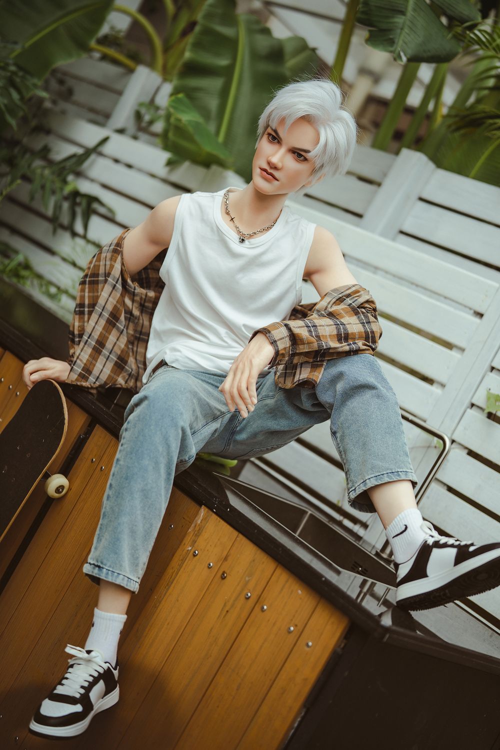 SY Doll | 162cm/5ft3 Charming Silver-hair Muscle Lifelike Full Silicone Gay Male Sex Doll - Jasper