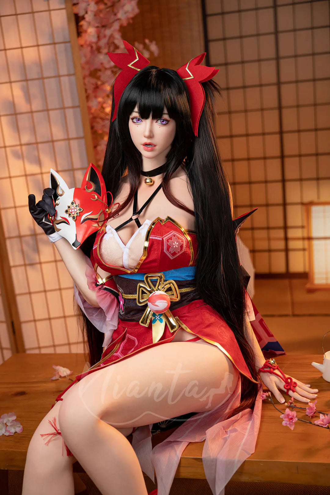 Nianta | 164cm/5ft4 Big Breasts Captivating Japanese Kitsune Kimono Cosplay Silicone-X Lifelike Sex Doll - Hinako