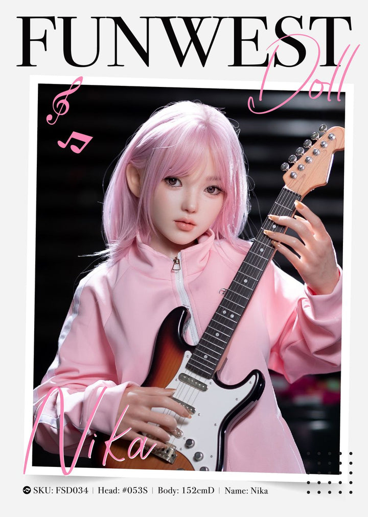 FUNWEST® Nika 152cm (5ft) 053S# D Breasts Anime Sweetheart Silicone Sex Doll FSD034