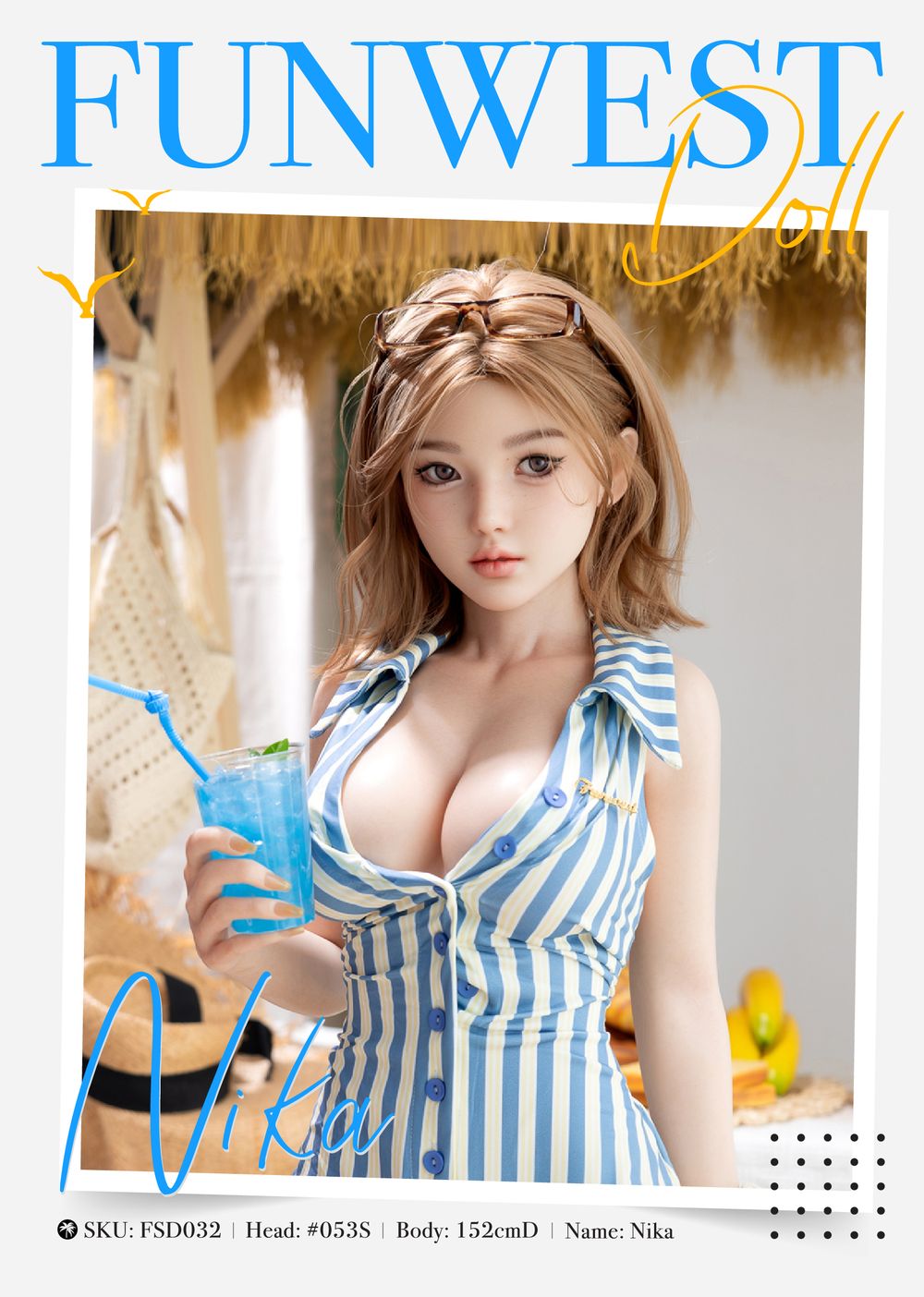 FUNWEST® Nika 152cm (5ft) 053S# D Breasts Asian Sweet Silicone Sex Doll FSD032 (In Stock US)