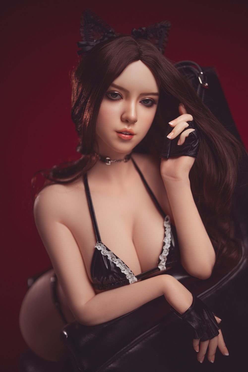 Rosretty Doll | 60cm/2ft Small Breasts Sultry Wild Catwoman Cosplay Realistic Half Body Silicone Sex Torso - Adela - Sweetie Love Doll