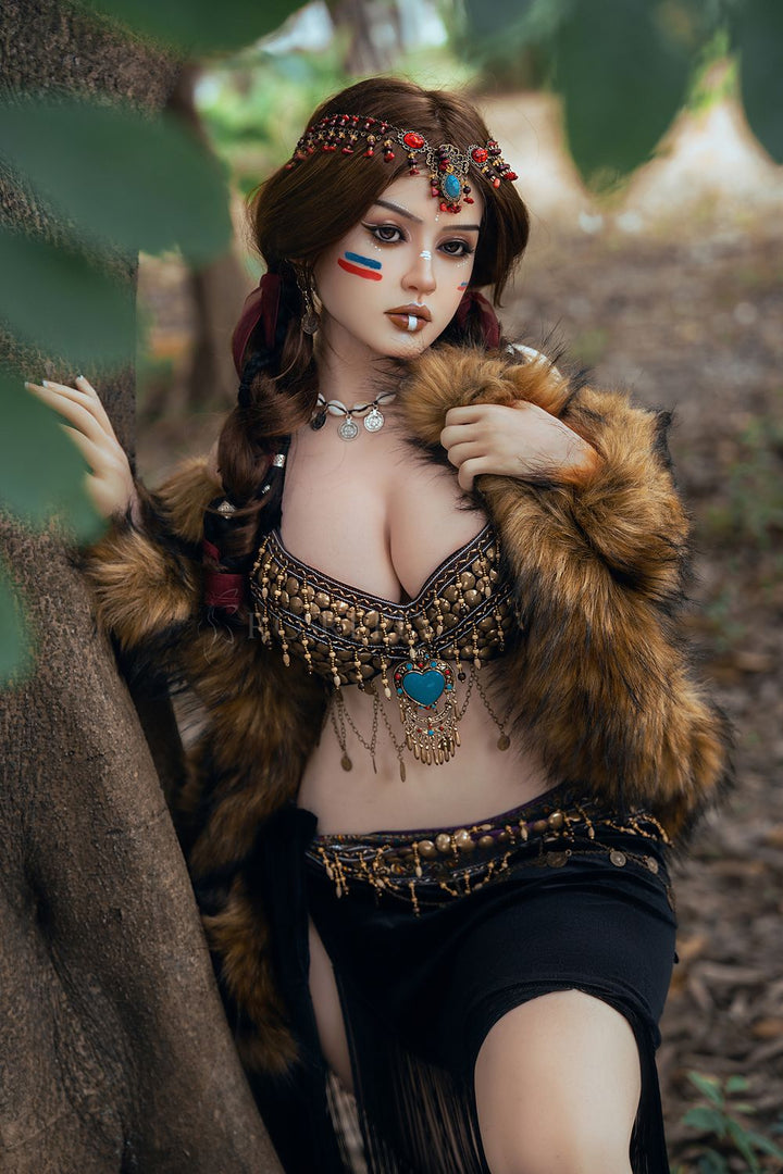 Rosretty Puppe | 164 cm/5 Fuß 5 Große Brüste Primitive Tribal Queen Wild Beauty Realistische Vollsilikon-Sexpuppe - Frieda