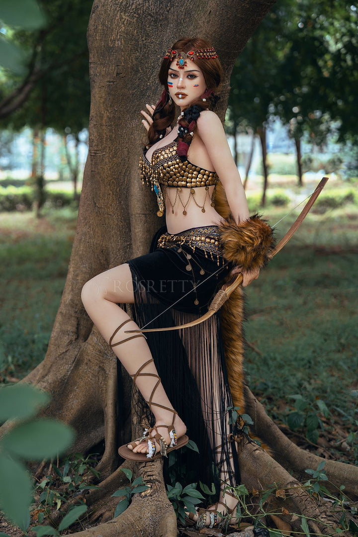Rosretty Puppe | 164 cm/5 Fuß 5 Große Brüste Primitive Tribal Queen Wild Beauty Realistische Vollsilikon-Sexpuppe - Frieda