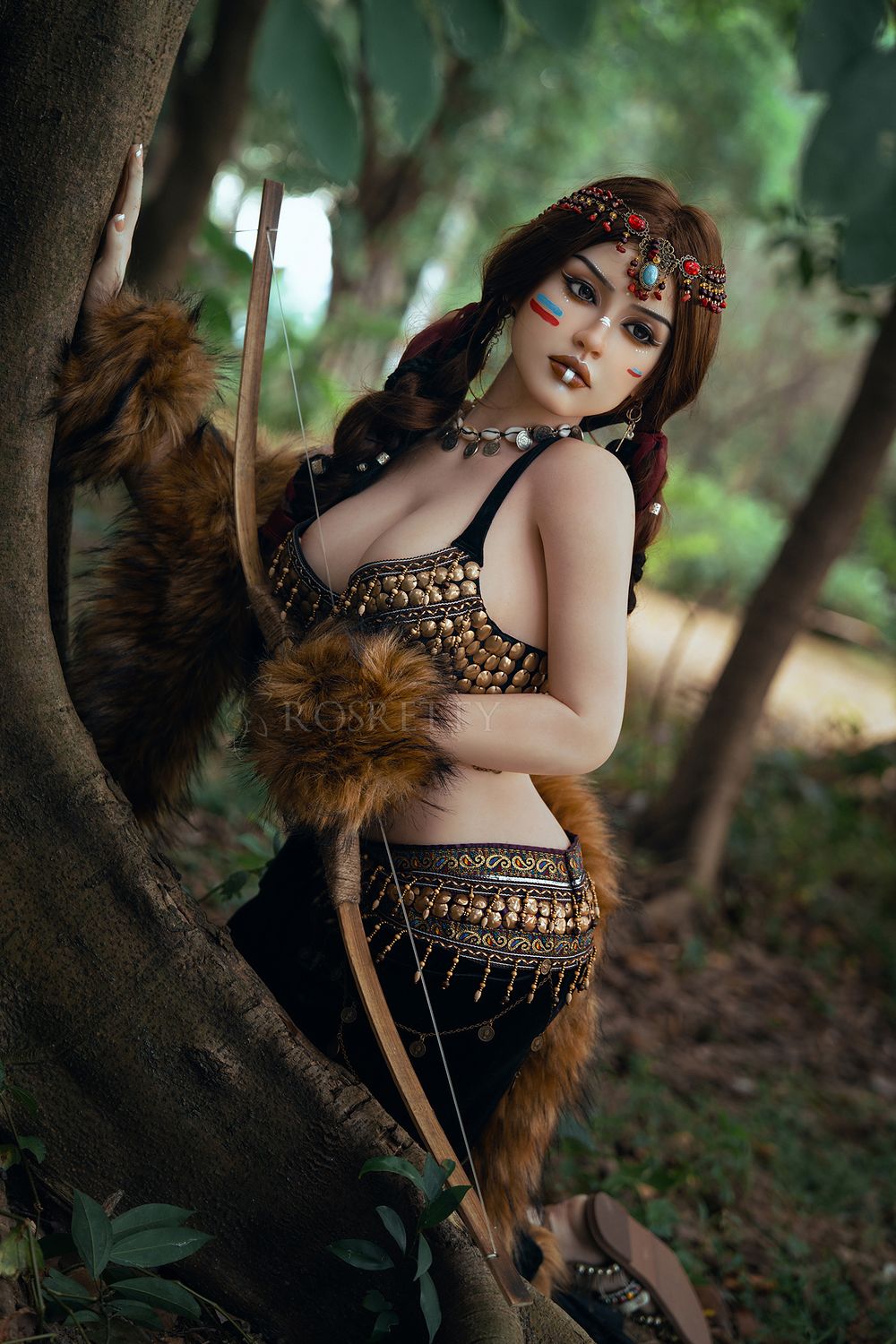 Rosretty Puppe | 164 cm/5 Fuß 5 Große Brüste Primitive Tribal Queen Wild Beauty Realistische Vollsilikon-Sexpuppe - Frieda