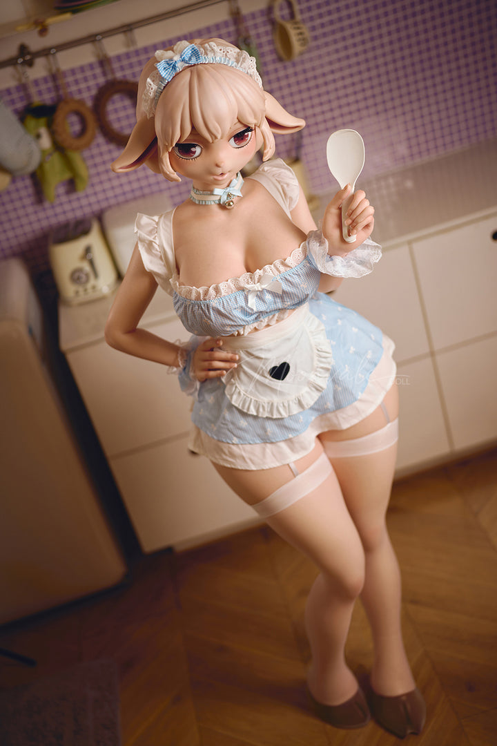 Moonvale Doll | 160cm/5ft3 Big Breasts Alluring Sheep Flirty Lovely Maid Furry Realistic Silicone Sex Doll - Aurelia