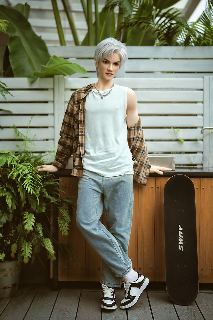 SY Doll | 162cm/5ft3 Charming Silver-hair Muscle Lifelike Full Silicone Gay Male Sex Doll - Jasper