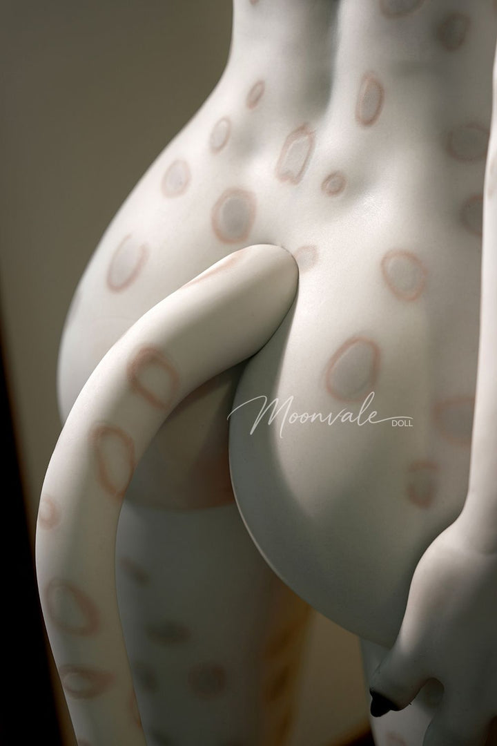 Moonvale Doll | 155cm/5ft09 Small Breasts Seductive Lovely Dark Punk-style White Leopard Furry Realistic Silicone Sex Doll - Lyora