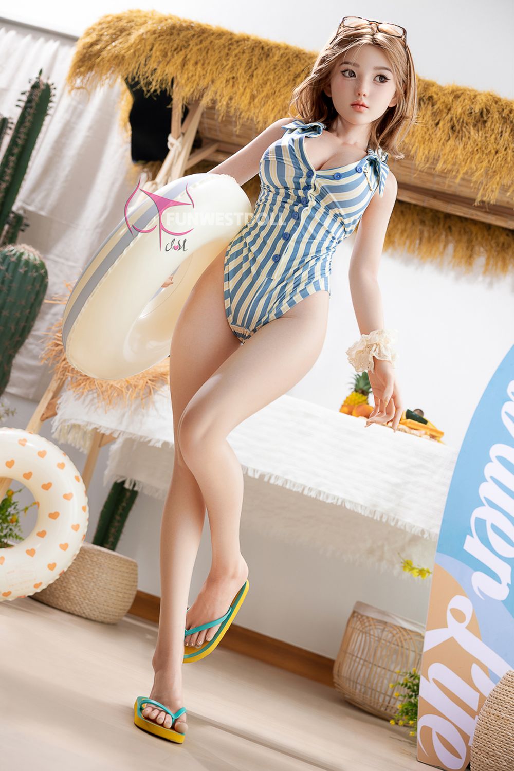 FUNWEST® Nika 152cm (5ft) 053S# D Breasts Asian Sweet Silicone Sex Doll FSD032 (In Stock US)