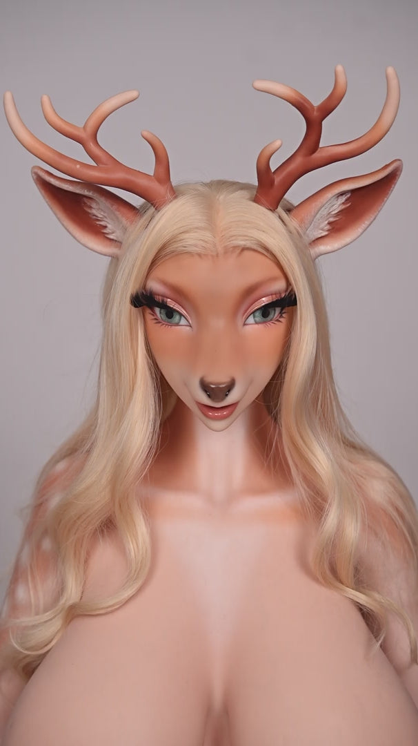 Moonvale Doll | 170cm/5ft6 Huge Breasts Sultry Elegance Blonde Deer-Head Furry Bombshell Realistic Silicone Sex Doll - Cerina