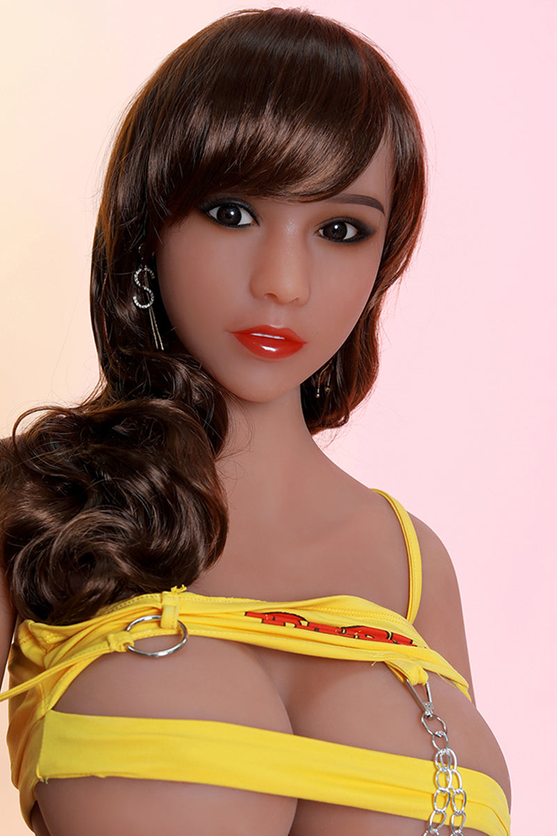 158cm (5ft2) Poupée Sexuelle Sortante Gros Sein Avec Cheveux Longs Bouclés - Violette